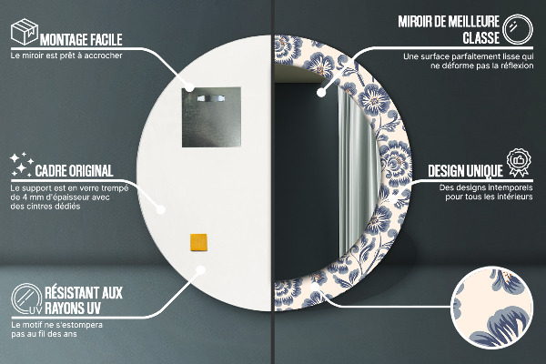 Runder spiegel mit dekoration Blumenmuster