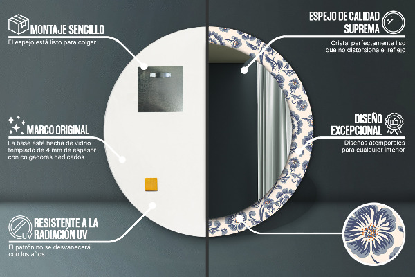 Runder spiegel mit dekoration Blumenmuster