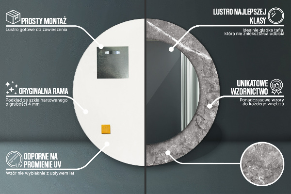 Runder spiegel mit dekoration Rustikaler Marmor