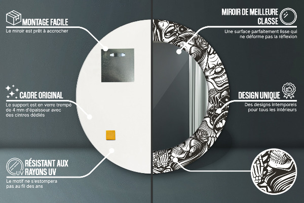 Runder spiegel mit dekoration Zusammenfassung Flüssigkeit