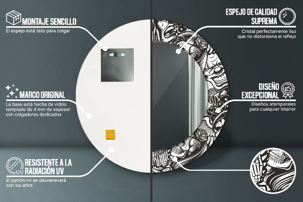 Runder spiegel mit dekoration Zusammenfassung Flüssigkeit