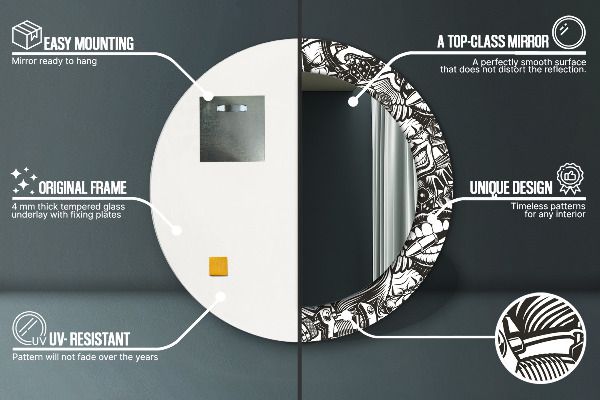 Runder spiegel mit dekoration Zusammenfassung Flüssigkeit