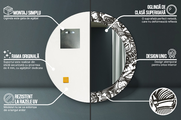 Runder spiegel mit dekoration Zusammenfassung Flüssigkeit