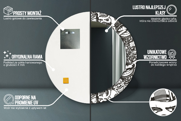 Runder spiegel mit dekoration Zusammenfassung Flüssigkeit