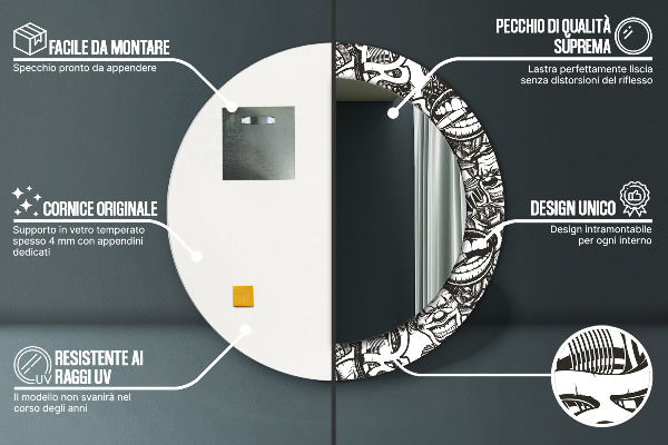 Runder spiegel mit dekoration Zusammenfassung Flüssigkeit