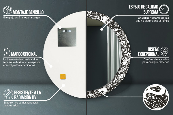 Runder spiegel mit dekoration Zusammenfassung Flüssigkeit