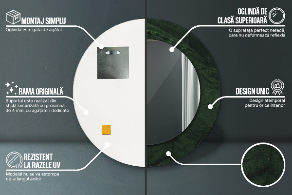 Runder spiegel mit dekoration Grüner Marmor