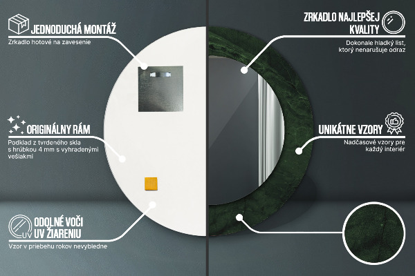 Runder spiegel mit dekoration Grüner Marmor