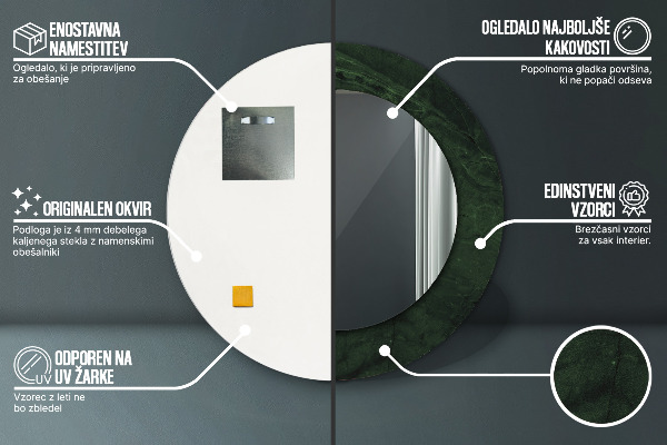 Runder spiegel mit dekoration Grüner Marmor