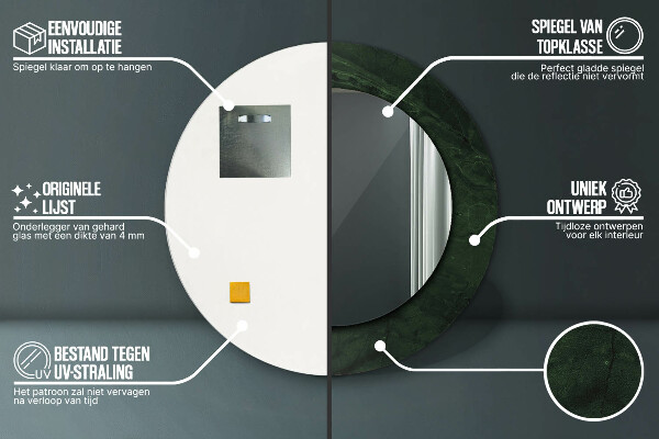 Runder spiegel mit dekoration Grüner Marmor