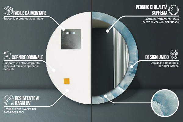 Runder spiegel mit dekoration Blauer Onyx-Marmor