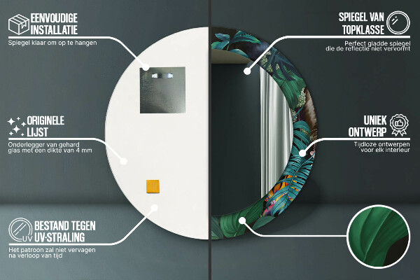 Runder spiegel mit dekoration Wald im Dschungel