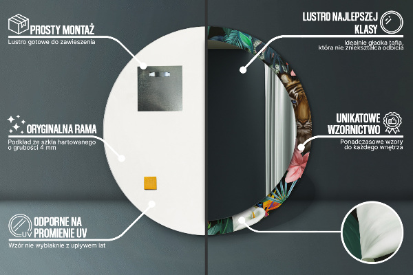 Runder spiegel mit dekoration Wald im Dschungel