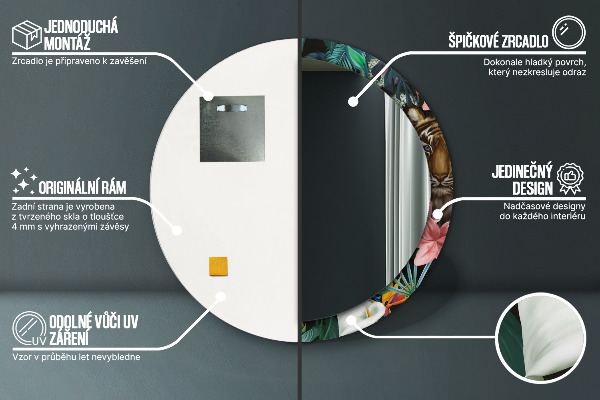 Runder spiegel mit dekoration Wald im Dschungel