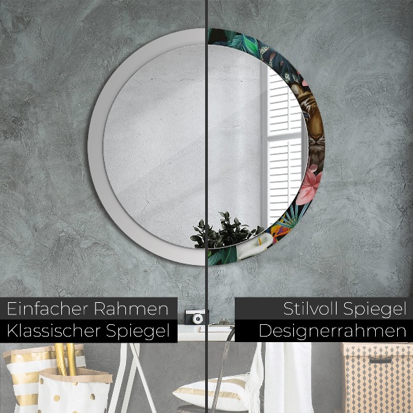 Runder spiegel mit dekoration Wald im Dschungel