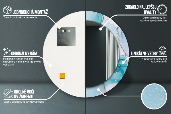 Runder spiegel mit dekoration Zusammenfassung Flüssigkeit