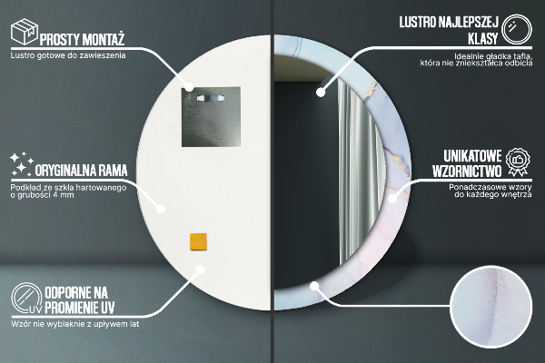 Runder spiegel mit dekoration Zusammenfassung Flüssigkeit