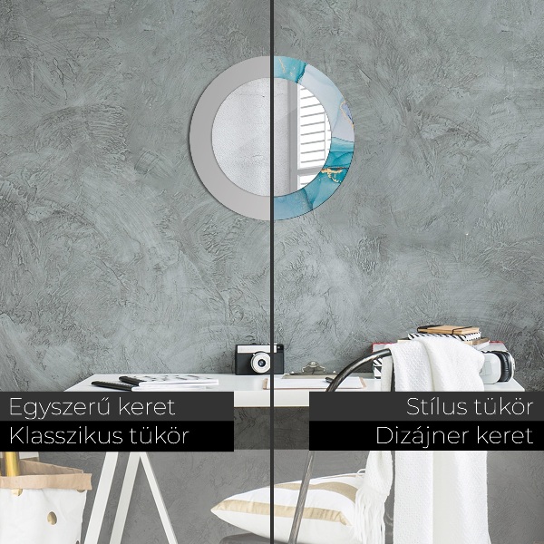 Runder spiegel mit dekoration Zusammenfassung Flüssigkeit