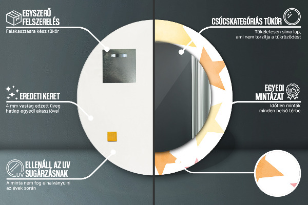 Runder spiegel bedrucktem rahmen Pastellsterne