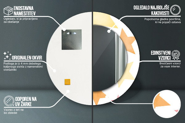 Runder spiegel bedrucktem rahmen Pastellsterne