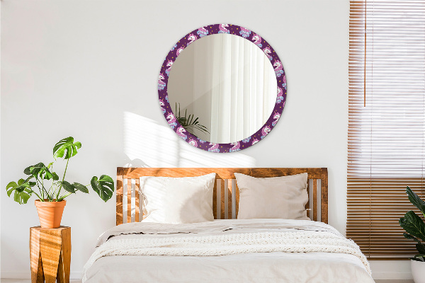 Runder spiegel bedrucktem rahmen Einhornsterne