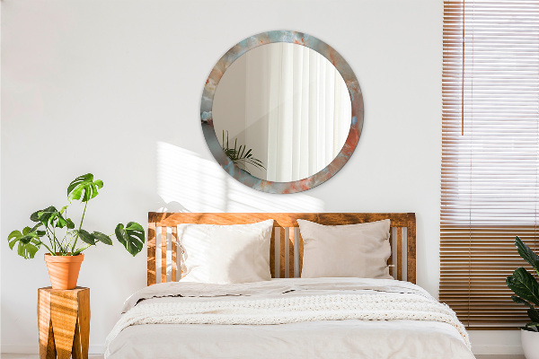 Runder spiegel bedrucktem rahmen Onyx Murmeln