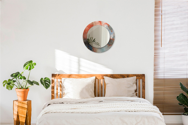 Runder spiegel bedrucktem rahmen Onyx Murmeln