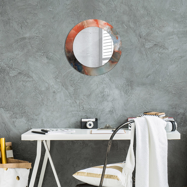 Runder spiegel bedrucktem rahmen Onyx Murmeln