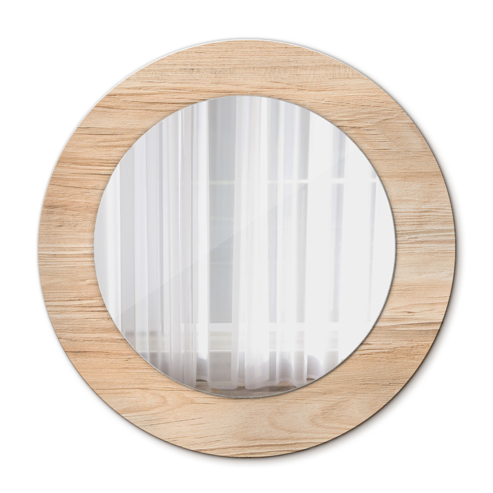 Runder spiegel bedrucktem rahmen Holzstruktur