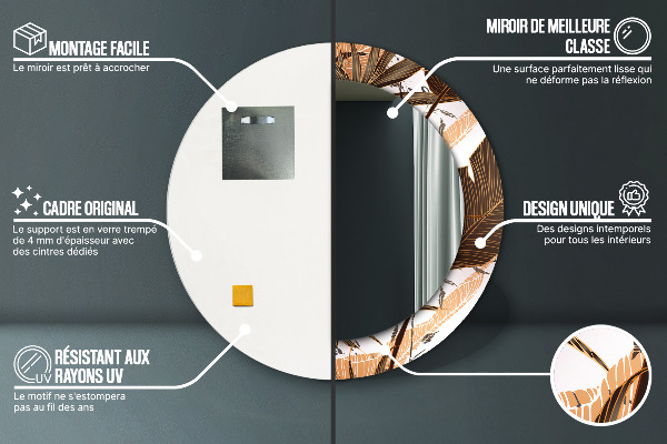 Runder spiegel mit dekorativem aufdruck Palmenblätter