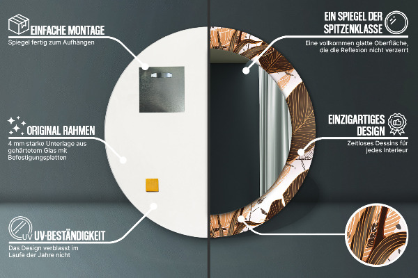 Runder spiegel mit dekorativem aufdruck Palmenblätter