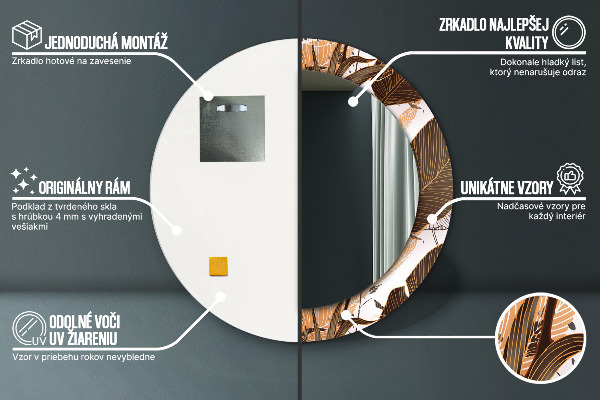 Runder spiegel mit dekorativem aufdruck Palmenblätter