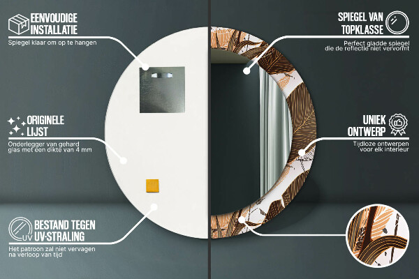 Runder spiegel mit dekorativem aufdruck Palmenblätter