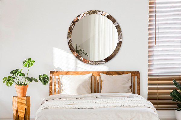 Runder spiegel mit dekorativem aufdruck Palmenblätter