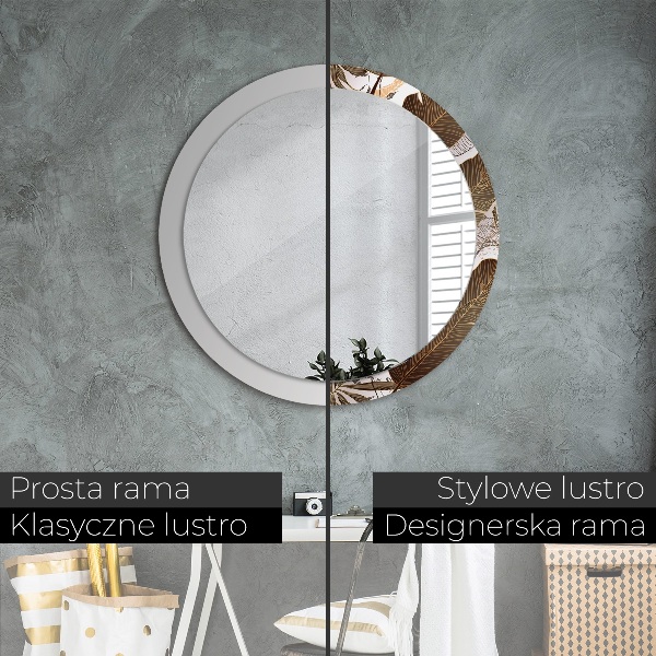 Runder spiegel mit dekorativem aufdruck Palmenblätter