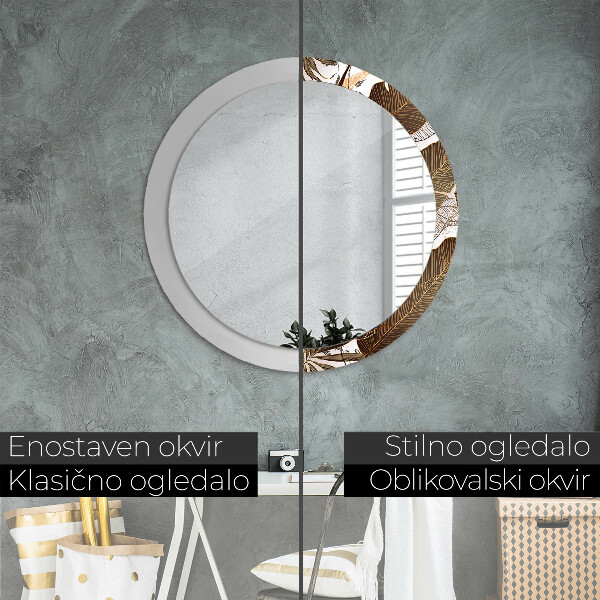 Runder spiegel mit dekorativem aufdruck Palmenblätter