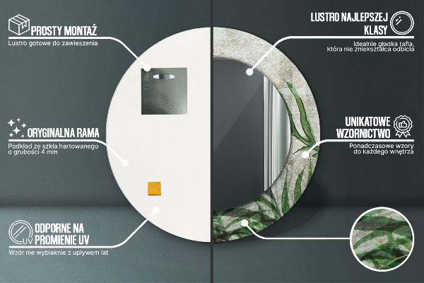 Runder spiegel aufdruck Farnblätter