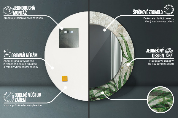 Runder spiegel aufdruck Farnblätter