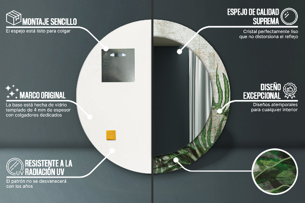 Runder spiegel aufdruck Farnblätter