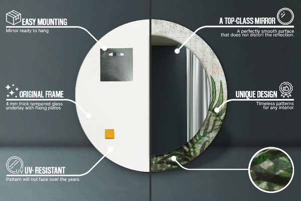 Runder spiegel aufdruck Farnblätter