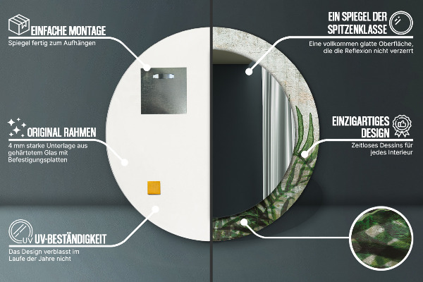 Runder spiegel aufdruck Farnblätter