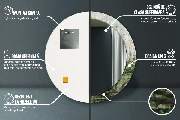 Runder spiegel aufdruck Farnblätter