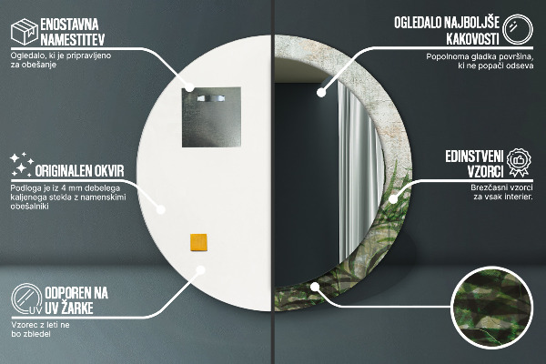 Runder spiegel aufdruck Farnblätter