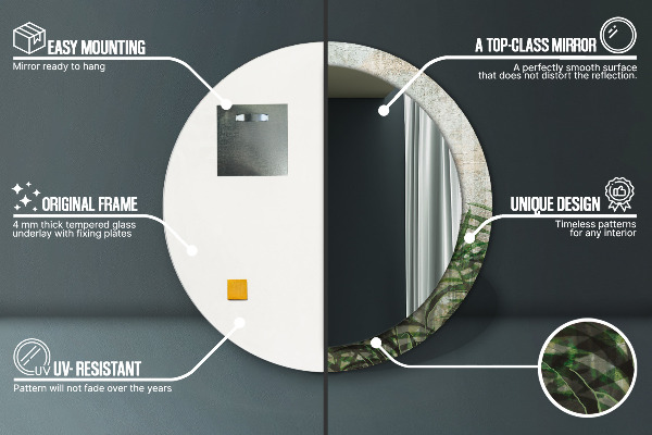 Runder spiegel aufdruck Farnblätter