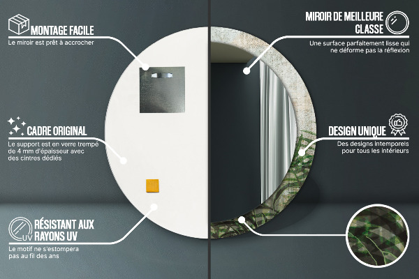 Runder spiegel aufdruck Farnblätter