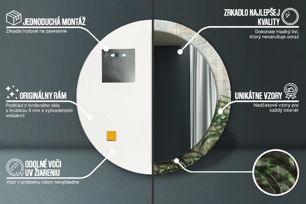 Runder spiegel aufdruck Farnblätter