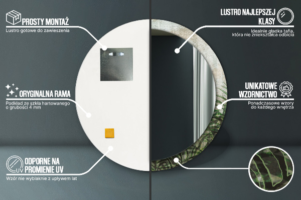 Runder spiegel aufdruck Farnblätter