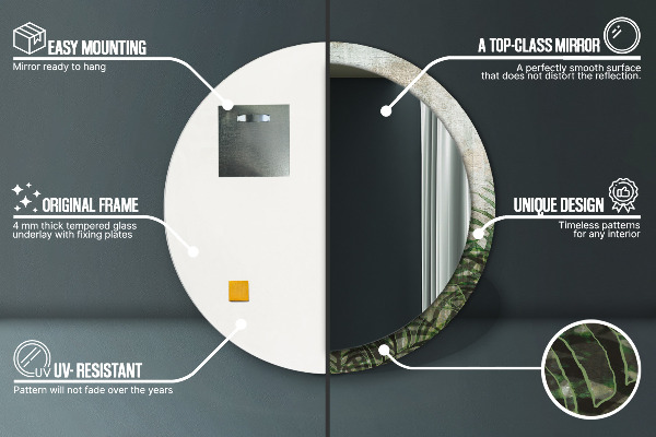 Runder spiegel aufdruck Farnblätter