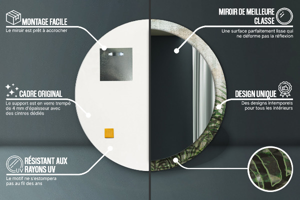 Runder spiegel aufdruck Farnblätter