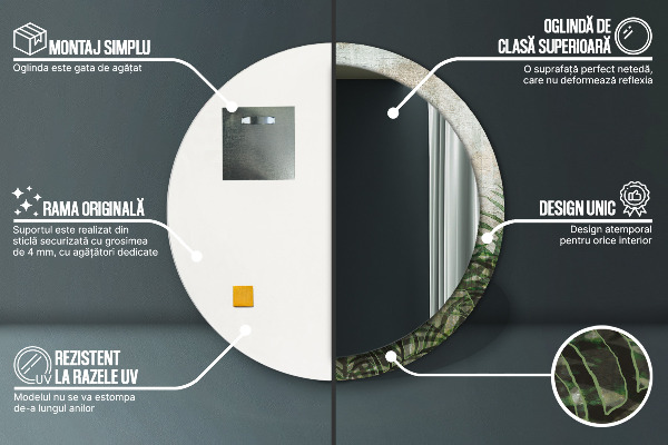 Runder spiegel aufdruck Farnblätter